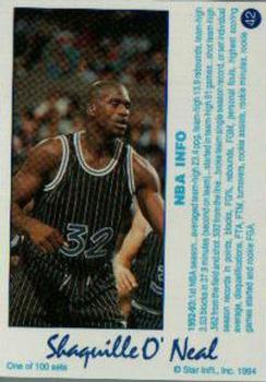 1994 Star Century #42 Shaquille O'Neal Back