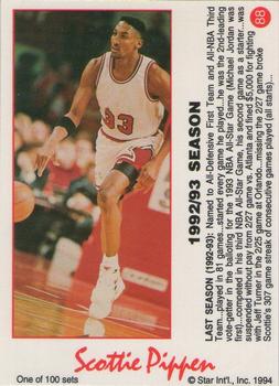 1994 Star Century #88 Scottie Pippen Back