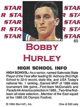 1994 Star Nova #65 Bobby Hurley Back