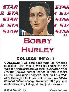 1994 Star Nova #66 Bobby Hurley Back