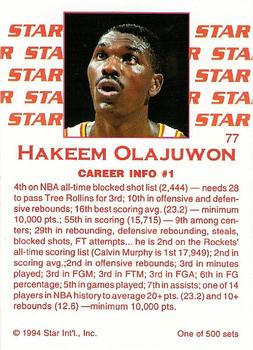 1994 Star Nova #77 Hakeem Olajuwon Back