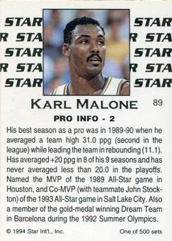 1994 Star Nova #89 Karl Malone Back
