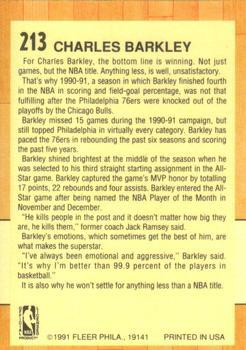 1991-92 Fleer - 3D Acrylic #213 Charles Barkley Back
