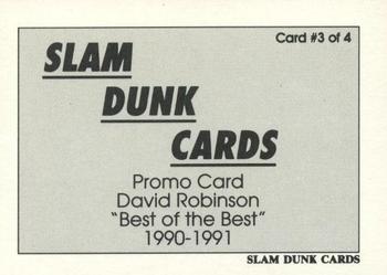 1990-91 Slam Dunk David Robinson (Unlicensed) - Promos #3 David Robinson Back