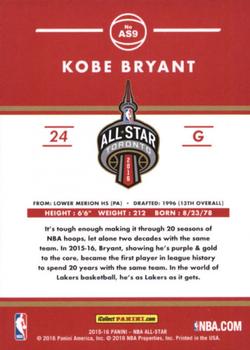 2015-16 Donruss Toronto All-Star #AS9 Kobe Bryant Back