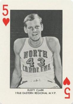 1973-74 North Carolina Tarheels Playing Cards #5♥ Rusty Clark Front