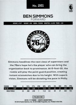 2016-17 Hoops #261 Ben Simmons Back