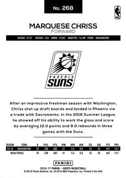 2016-17 Hoops #268 Marquese Chriss Back