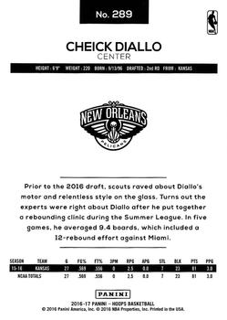 2016-17 Hoops #289 Cheick Diallo Back