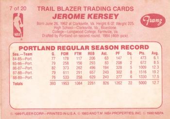 1989-90 Fleer Franz Portland Trail Blazers #7 Jerome Kersey Back