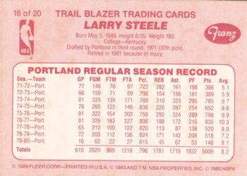 1989-90 Fleer Franz Portland Trail Blazers #18 Larry Steele Back