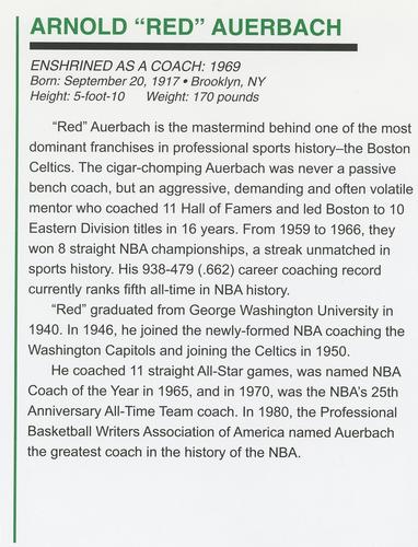 2005 Illustrious Hall of Fame Boston Celtics #NNO Red Auerbach Back