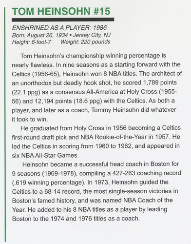 2005 Illustrious Hall of Fame Boston Celtics #NNO Tom Heinsohn Back