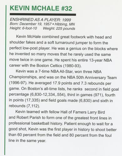 2005 Illustrious Hall of Fame Boston Celtics #NNO Kevin McHale Back