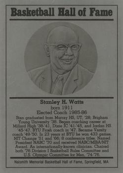 1986-02 Basketball Hall of Fame Metallic #NNO Stanley H. Watts Front