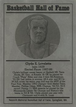 1986-02 Basketball Hall of Fame Metallic #NNO Clyde Lovellette Front