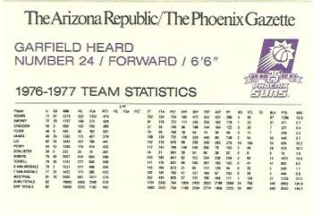 1992-93 Arizona Republic/Gazette Phoenix Suns 25th Anniversary #NNO Garfield Heard Back
