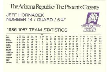 1992-93 Arizona Republic/Gazette Phoenix Suns 25th Anniversary #NNO Jeff Hornacek Back