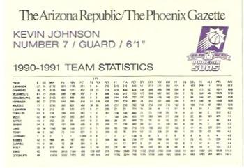 1992-93 Arizona Republic/Gazette Phoenix Suns 25th Anniversary #NNO Kevin Johnson Back