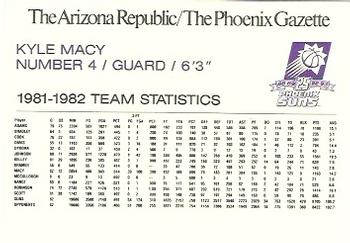 1992-93 Arizona Republic/Gazette Phoenix Suns 25th Anniversary #NNO Kyle Macy Back