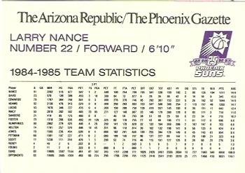 1992-93 Arizona Republic/Gazette Phoenix Suns 25th Anniversary #NNO Larry Nance Back