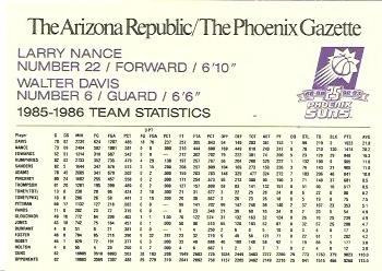 1992-93 Arizona Republic/Gazette Phoenix Suns 25th Anniversary #NNO Walter Davis / Larry Nance Back