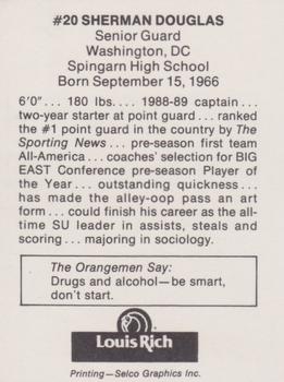 1988-89 Syracuse Orangemen #3 Sherman Douglas Back