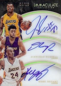 2015-16 Panini Immaculate Collection - Trio Autographs #24 D'Angelo Russell / Kobe Bryant / Julius Randle Front
