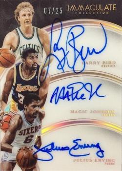 2015-16 Panini Immaculate Collection - Trio Autographs #25 Larry Bird / Magic Johnson / Julius Erving Front