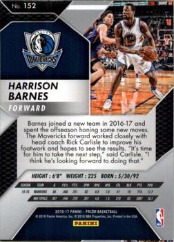 2016-17 Panini Prizm #152 Harrison Barnes Back