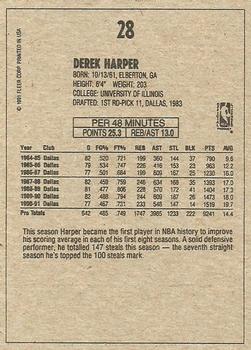 1991-92 Fleer Wheaties #28 Derek Harper Back
