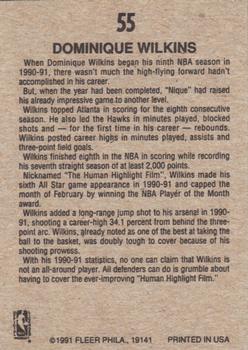 1991-92 Fleer Wheaties #55 Dominique Wilkins Back