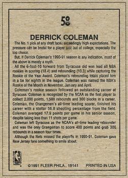 1991-92 Fleer Wheaties #58 Derrick Coleman Back