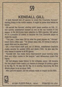 1991-92 Fleer Wheaties #59 Kendall Gill Back
