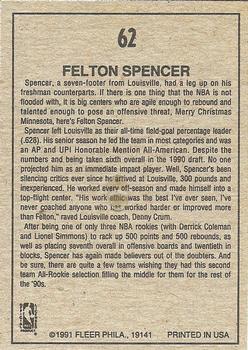 1991-92 Fleer Wheaties #62 Felton Spencer Back