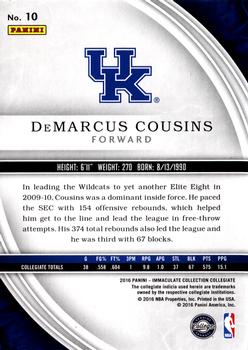 2016-17 Panini Immaculate Collection Collegiate #10 Demarcus Cousins Back