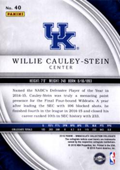2016-17 Panini Immaculate Collection Collegiate #40 Willie Cauley-Stein Back