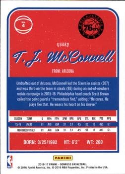 2016-17 Donruss #4 T.J. McConnell Back
