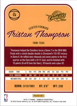 2016-17 Donruss #19 Tristan Thompson Back