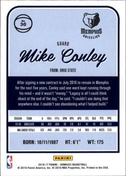 2016-17 Donruss #30 Mike Conley Back