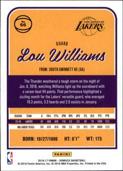 2016-17 Donruss #66 Lou Williams Back