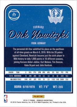 2016-17 Donruss #77 Dirk Nowitzki Back