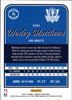 2016-17 Donruss #79 Wesley Matthews Back
