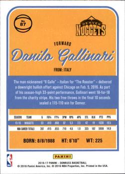 2016-17 Donruss #87 Danilo Gallinari Back
