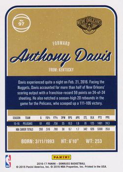 2016-17 Donruss #97 Anthony Davis Back