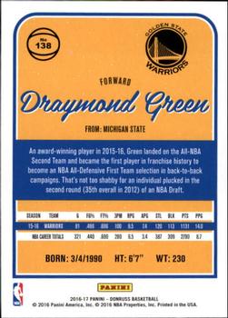 2016-17 Donruss #138 Draymond Green Back