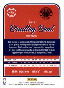 2016-17 Donruss #143 Bradley Beal Back
