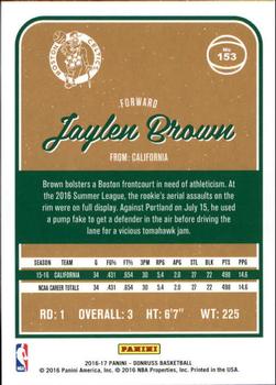 2016-17 Donruss #153 Jaylen Brown Back