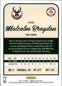 2016-17 Donruss #179 Malcolm Brogdon Back