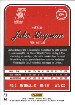 2016-17 Donruss #187 Jake Layman Back